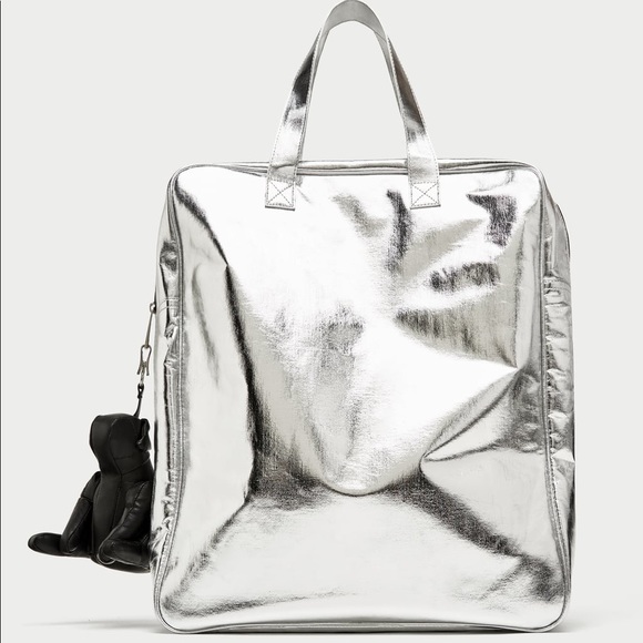 Zara Handbags - ZARA Rare Silver Maxi Tote